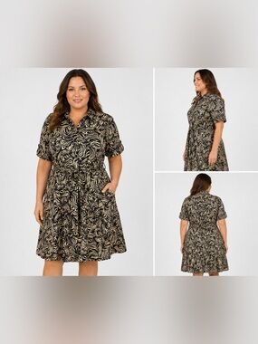 Shelby & Palmer Abstract Shirt Dress Size 14